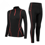 Veltara | Warme Winter Komfort Thermounterwäsche Set für Damen – Schwarz/Rot