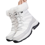 Damen Winterstiefel | Hoher Schaft geschlossene Form Profilsohle – weiß