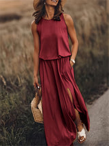 Edna - Schlichtes Boho Maxikleid aus Modal in verschiedenen Farben – Rot