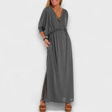 Elora – Langes Kleid mit fließender silhouette – Dunkelgrün