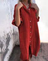 Valerie – Lässiges Damen Hemdblusenkleid – Rot