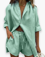 Damen Elegantes Twin Set | Zweiteiliges Set – Grün
