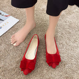 Schicke Damen-Bow-Schuhe mit stylischen dicken Absätzen – Rot
