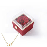 180° Roos Geschenkbox™ | Mit Gravierter Love Kette – Rote Box