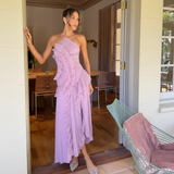 Irene | Damen Ärmelloses Halter Rückenfrei Maxikleid – Halter Maxi Rückenfrei 2026 – Lila