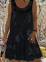 Samudri - Lockeres Armelloses Maxi Kleid Mit Rundhalsausschnitt – Schwarz