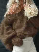 Dariya – Kurzer Und Weicher Strick Pullover – Kaffee
