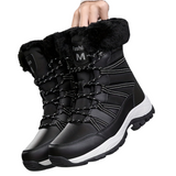 Damen Winterstiefel | Hoher Schaft geschlossene Form Profilsohle – schwarz