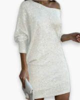 Damen's Elegantes Glitzer Partykleid | Midi – Aprikose