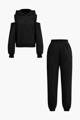 Evangeline | Sportliches Hoodie-Set mit Cut-Outs – Schwarz