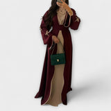Jasmin - Elegantes Set aus Cardigan und Kleid mit Schleifenakzent – Schokolade