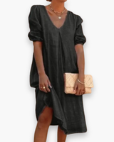 Damen Elegantes Lässiges Midikleid | Sommerkleider – Schwarz