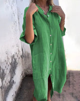 Valerie – Lässiges Damen Hemdblusenkleid – Grün