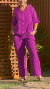 Florina - Set aus Hoodie mit Reißverschluss und Hose – Lila