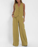 Damen Lässig Zweiteiliges Set | Sommer – Gelb