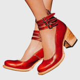 Nina - Damen Elegante Pumps mit Blockabsatz und Komfortpolsterung – Rot