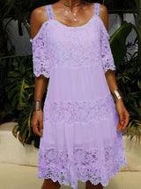 Acuza - Chiffon-Spitzenkleid – Lila