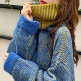 Kathleen rollkragenpullover in ubergröße für frauen – Blau