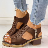 Elegante Damen Sandaletten mit Peep-Toe-Design – Braun