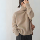 Damen Pullover | Klassischer Strick mit Rollkragen – Khaki