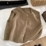Annabeth – Gestrickte ärmellose Weste – Khaki