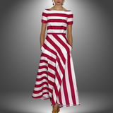 Olivia | Lässige, abstrakte Druckhose – Rot