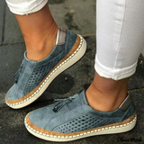Loafers mit Quasten : stilvolle lässige Slip-ons mit niedrigem Absatz – Blau