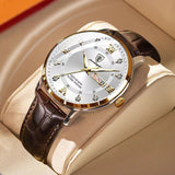 Wasserdichte Herrenarmbanduhr mit Leuchteffekt – Goldweiß