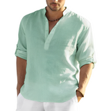 Andrew - Herren-Leinenhemd – Cyan