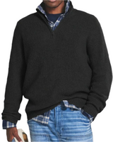Diego | Sportiver Strickpullover mit Reißverschluss – Schwarz