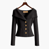 Kenny – Gerippter Knopf-Cardigan – Schwarz