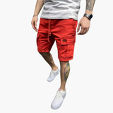 Herren Cargoshorts mit Kordelzug und Klappentaschen – Rot