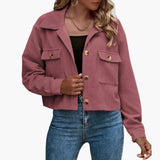 Button Closure Übergangsjacke für Damen – Rosa
