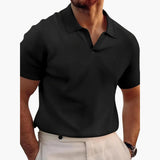 Stylisches Waffelpolo-Shirt für Männer - bequeme Passform – Schwarz