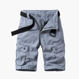 Herren Baumwoll-Cargo-Shorts mit Taschen und Gürtel – Hellblau