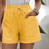 Rosalie | Leinen Shorts mit Taschen – Gelb