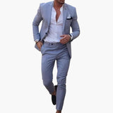 Herren Anzug Zweiteiler aus Wollmischung mit Slim Fit Schnitt – Grau
