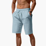 Herren Leinen Shorts mit Kordelzug für den Sommer – Blau