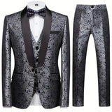 Eleganter 3-teiliger Slim-Fit-Anzug für Herren - Modernes Design – Dunkelgrau