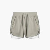 Herren Sportshorts mit Innenshorts und elastischem Bund – Grün