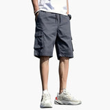 Herren Cargo Shorts mit Kordelzug und Klappentaschen – Grau