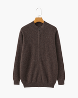 Wesley | Rippenstrick Reißverschluss Kaschmir Strickjacke für Männer – Braun