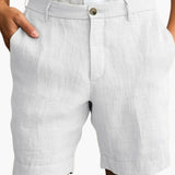 Herren Sommer Shorts mit geradem Bein und Umschlagsaum – Weiß