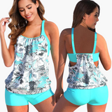 Tankini-Set für Damen - mit Bauchweg-Effekt und verstellbaren Trägern – Hellblau