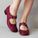 Fiona - Orthopädische Vintage-Schuhe mit runder Spitze – Rot