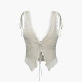 Elegantes V-Ausschnitt Top - Damen Oberteil für den Sommer – Grau
