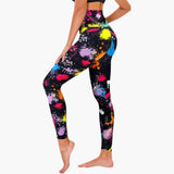 Damen Leggings mit Leopardenmuster und hohem Bund aus Stretchmaterial – Splash Graffiti