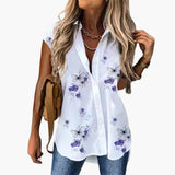 Sommer Top für Damen mit - Schmetterlingsdruck Leicht – Grau