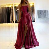 Shamcy - Stilvolles langes Kleid mit Schlitz – Dunkelrot
