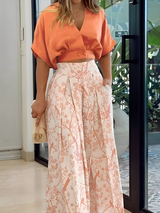 Hennie - Lässiges, locker sitzendes Set mit Print für Damen – Orange